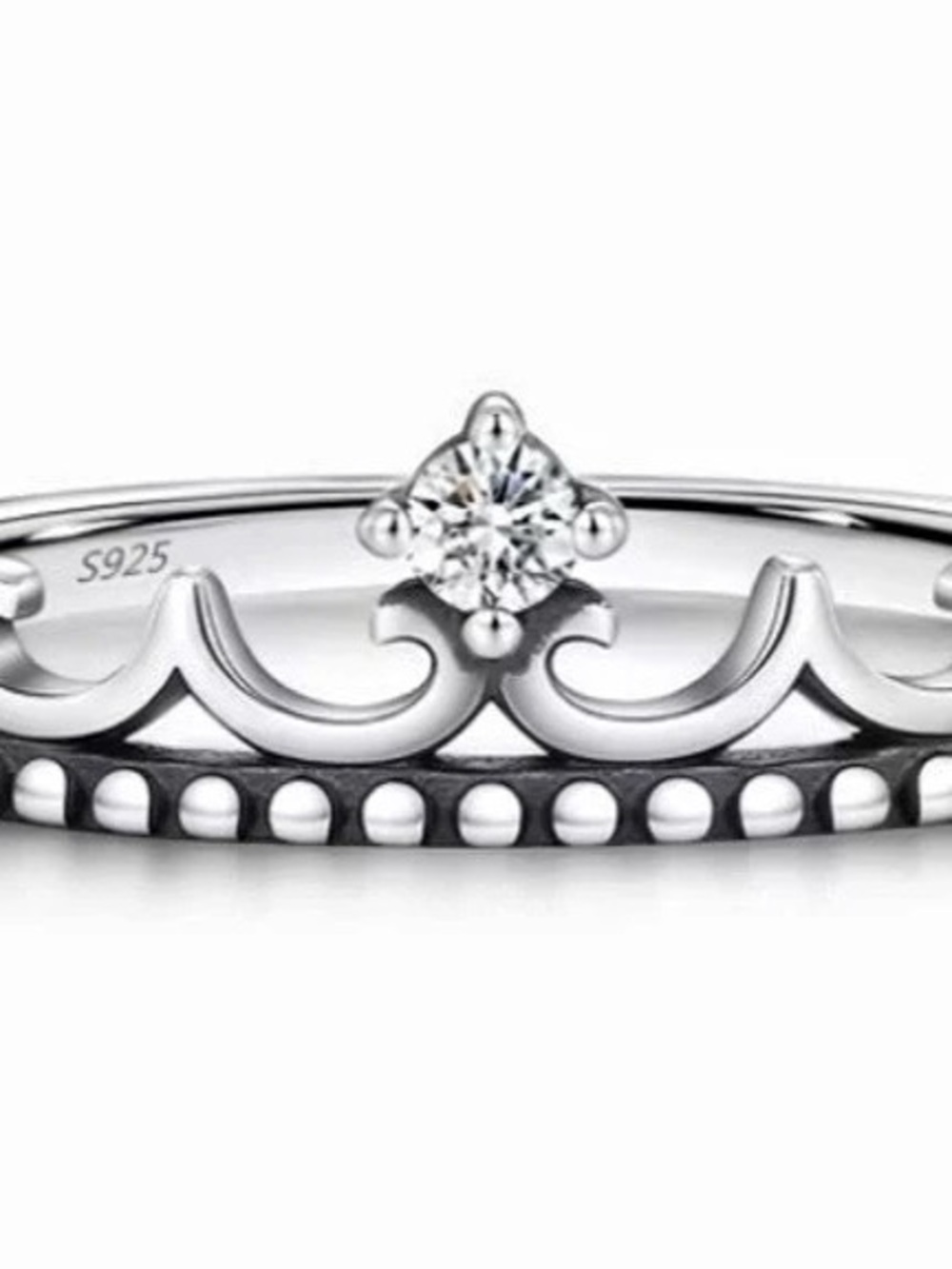 NEW Sterling Silver Moissanite Crown Ring